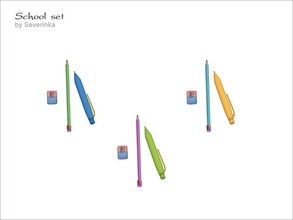 Sims 4 — [School set] - School decor 02 by Severinka_ — School decor 02 - pen, pencil and eraser From the set of 'School