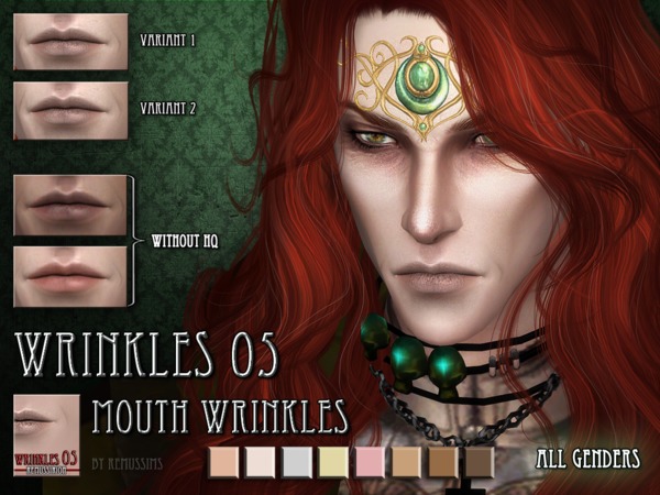 Sims 4 — Wrinkles 05 - for males and females by RemusSirion — Mouth wrinkles for male and female sims (although I