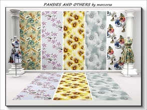 Sims 3 — Pansies and Others_marcorse by marcorse — Five selected Fabric patterns featuring pansies and daisies [if you