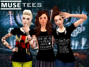 Sims 4 — Muse Tees by simmi98x — 18 black tees with different designs based on the band Muse and their songs.
