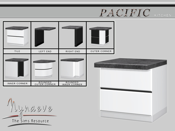 Sims 4 — Pacific Heights Counter Island by NynaeveDesign — Pacific Heights Kitchen - Counter Island Located in: Surfaces