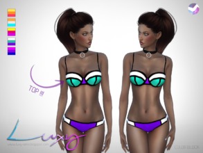 Sims 4 — Color Block Bikini [TOP] by LuxySims3 — Hey! Luxy updating! New bikini TOP with 5 Swatches :) Thank you so much