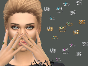 Sims 4 — NataliS_Multi stone rings by Natalis — Multi stone rings set on both hands. FT-FA-YA 3 colors.