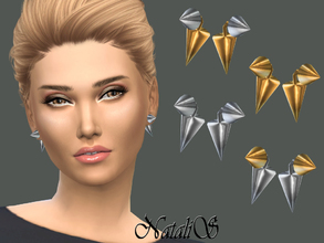 Sims 4 — NataliS_Cone Front- Back Earrings by Natalis — Double cone front- back earrings. FT-FA-YA 4 colors.