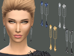 Sims 4 — NataliS_Double pyramid drop earrings by Natalis — Double pyramid drop earrings. FT-FA-YA 4 colors.