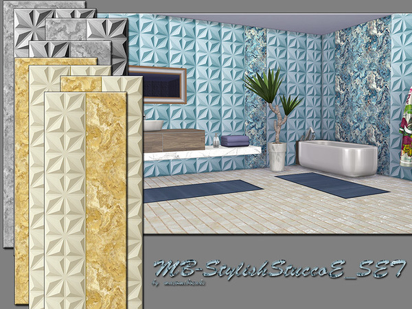 Sims 4 — MB-StylishStuccoE_SET by matomibotaki — MB-StylishStuccoE_SET, a set with 4 walls that can be combined, walls