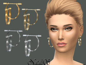 Sims 4 — NataliS_Tie-pin hoop earrings by Natalis — Tie-pin polished metal hoop earrings. FT-FA-YA 4 colors.