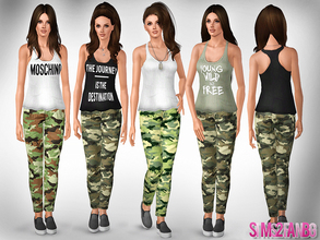 Sims 3 — 458 - Camouflage outfit by sims2fanbg — .:458 - Camouflage outfit:. Outfit in 6 recolors, Custom mesh,