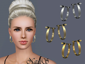 Sims 3 — NataliS TS3 Tie-pin hoop earrings FT-FA by Natalis — Tie-pin polished metal hoop earrings. FT-FA-YA