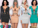 Sims 4 — Metal Inserts Bandage Dress by Harmonia — Bandage Dress With Gold Metals Embellishments Mesh By Harmonia 7 color