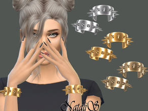 Sims 4 — NataliS_Metal spikes cuffs by Natalis — Shine metal spikes cuffs on both hands. FT-FA-YA. 3 colors.