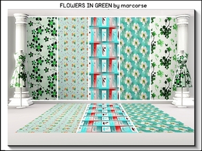 Sims 3 — Flowers in Green_marcorse by marcorse — Five floral Fabric patterns in shades of green.