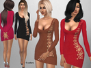 Sims 4 — Penelope Dress by Puresim — A long sleeve dress with criss cross details. - 4 colors - custom thumbnail Enjoy :)