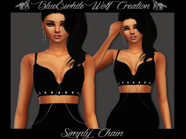 Sims 4 — Simply Chain by Blue8white — Simple body chain in gold/silver and black version - Mesh by me - All Lods - HQ mod