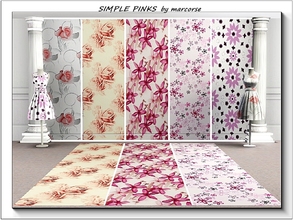 Sims 3 — Simple Pinks_marcorse by marcorse — Five simple floral patterns in shades of pink. All are found in Fabrics,