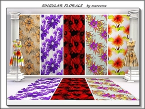 Sims 3 — Singular Floals_marcorse by marcorse — Five bold and bright floral Fabric patterns. [if you don't want the full