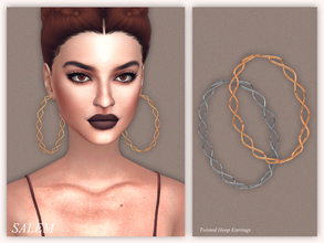 Sims 4 — Twisted Hoop Earrings by Salem_C — new mesh 5 swatches package includes both versions HQ Texture (Compatible