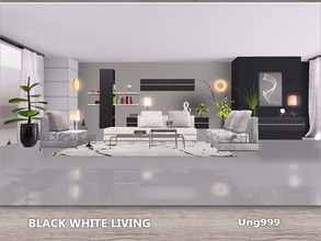 Sims 3 — Black White Living by ung999 — 13 items come with this modern living room set, they are: 2 Living chairs, one
