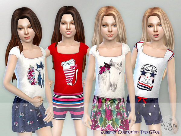 Sims 4 — Summer Collection-Top GP01 by lillka — Summer Collection Top GP01 New item / 4 styles I hope you like it :) Hair