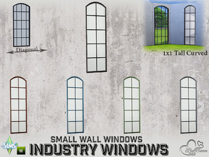 Sims 4 — Industry Windows Small Wall 1x1 Tall Curved by BuffSumm — Part of the *Build Industry Set* Created by BuffSumm @