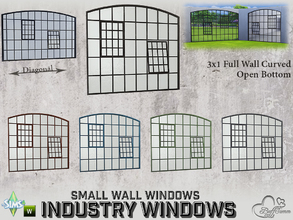 Sims 4 — Industry Windows Small Wall 3x1 Full Curved Open Bottom by BuffSumm — Part of the *Build Industry Set* Created