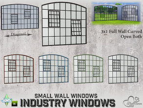 Sims 4 — Industry Windows Small Wall 3x1 Full Curved Open Both by BuffSumm — Part of the *Build Industry Set* Created by