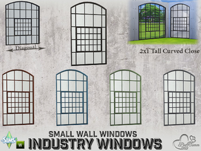 Sims 4 — Industry Windows Small Wall 2x1 Tall Curved Close by BuffSumm — Part of the *Build Industry Set* Created by