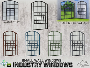 Sims 4 — Industry Windows Small Wall 2x1 Tall Curved Open by BuffSumm — Part of the *Build Industry Set* Created by