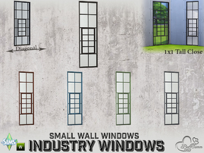 Sims 4 — Industry Windows Small Wall 1x1 Tall Close by BuffSumm — Part of the *Build Industry Set* Created by BuffSumm @