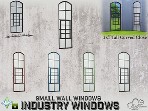 Sims 4 — Industry Windows Small Wall 1x1 Tall Curved Close by BuffSumm — Part of the *Build Industry Set* Created by