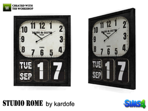 Sims 4 — kardofe_Studio Rome_Clock by kardofe — Old clock and metal wall calendar 