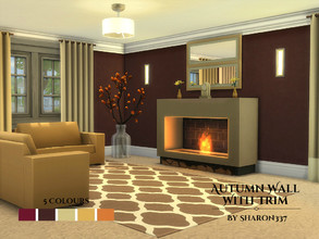 Sims 4 — Autumn Wall with Trim by sharon337 — Wall with Trim in 5 different Autumn colors in all 3 wall heights, created