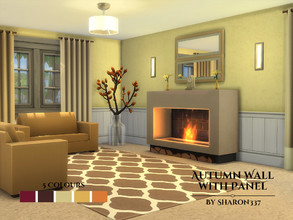 Sims 4 — Autumn Wall with Panel by sharon337 — Wall with panel in 5 different Autumn colors in all 3 wall heights,