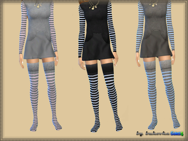 Sims 4 — Stockings Strips by bukovka — Socks are designed for women from teenager to adulthood, 3 staining option