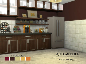 Sims 4 — Autumn Tile by sharon337 — Wall with Tile in 5 different Autumn colors in all 3 wall heights, created for Sims