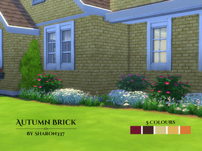 Sims 4 — Autumn Brick by sharon337 — Brick wall in 5 different Autumn colors in all 3 wall heights, created for Sims 4,