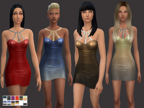 Sims 4 — Little Shiny Dress by Weeky — 12 colors Custom mesh (all morphs included) 