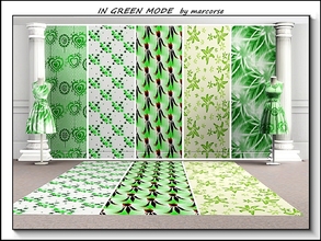 Sims 3 — In Green Mode_marcorse by marcorse — Five selected patterns in shades of green. All are found in Abstract,