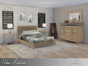 Sims 4 — Urban Bedroom  by Lulu265 — An Urban Loft style Bedroom, with 3 variations included, Distressed wood and rusty