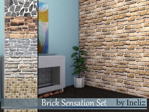 Sims 4 — Brick Sensation Set by Ineliz — A set of brick patterns (7) in single color.