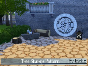 Sims 4 — Tree Stump Pattern by Ineliz — A tree stump pattern that has 10 different backgrounds ranging from autumn leaves