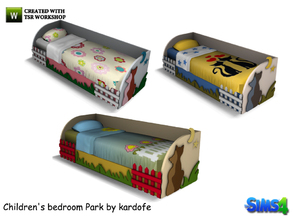 Sims 4 — kardofe_Children's bedroom park_Bed by kardofe — Single bed for children, decorated with bright children's