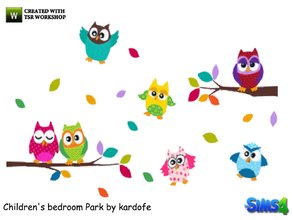 Sims 4 — kardofe_Children's bedroom park_Decorative vinile by kardofe — Decorative vinyl with owls uploaded on tree