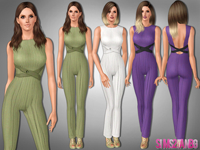 Sims 3 — 464 - Jumpsuit with belt by sims2fanbg — .:464 - Jumpsuit with belt:. Outfit in 4 recolors, Custom mesh,