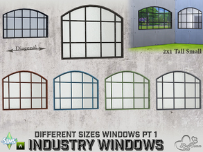 Sims 4 — Industry Windows 2x1 Tall Curved Small by BuffSumm — Part of the *Build Industry Set* Created by BuffSumm @ TSR