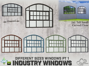 Sims 4 — Industry Windows 2x1 Tall Curved Small Close by BuffSumm — Part of the *Build Industry Set* Created by BuffSumm