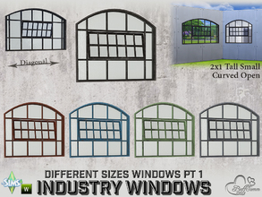 Sims 4 — Industry Windows 2x1 Tall Curved Small Open by BuffSumm — Part of the *Build Industry Set* Created by BuffSumm @