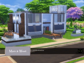 Sims 4 — Main and West by blackcatdecor — Main and West is a large industrial-modern restaurant with wood and metal