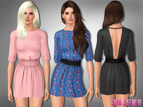 Sims 3 — 465 - Mini dress with belt by sims2fanbg — .:465 - Mini dress with belt:. Dress in 4 recolors, Custom mesh,
