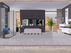 Sims 3 — Black White Bathroom  by ung999 — A set of modern bathroom which includes the following 12 items: Tub Shower